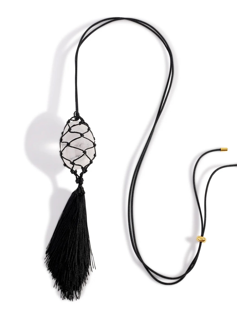 Crystal Net Tassel Necklace Black by Mayamar